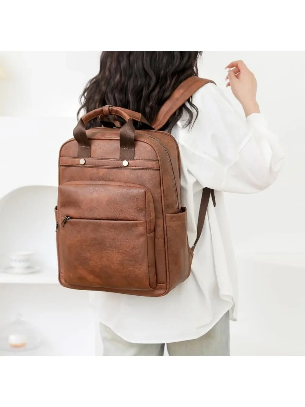 Stylish PU Leather Women's Backpack | 17